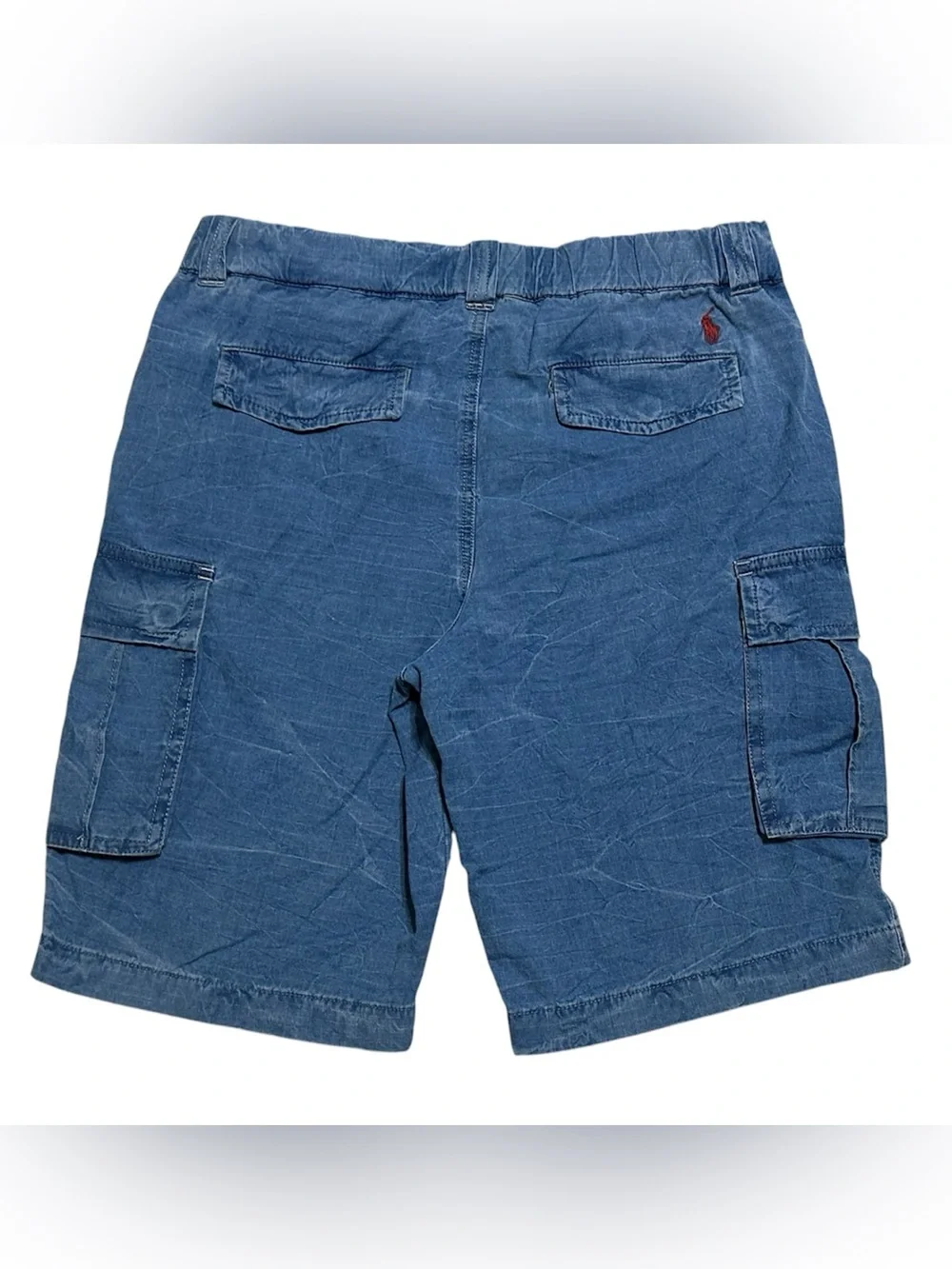 Polo Ralph Lauren red pony Drawstring Denim Cargo Shorts boys size 18